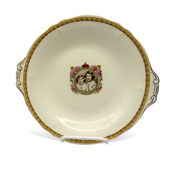 GRINDLEY CREAMPETAL Princesses Elizabeth & Margaret 1930s Vintage Plate 10" - Picture 1 of 9